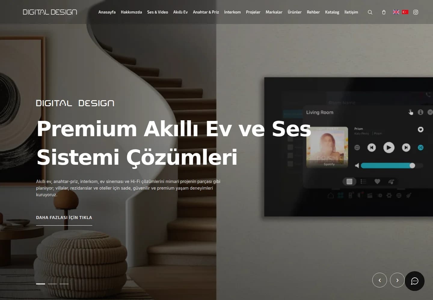 Digital Design web sitesinin mimari uygulamalar ve yaşam teknolojileri görünümü